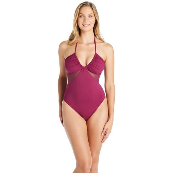 Bleu Rod Beattie Womens Don't Mesh With Me Halter Swimsuit Pomegranate Size 4‎ - Picture 1 of 10